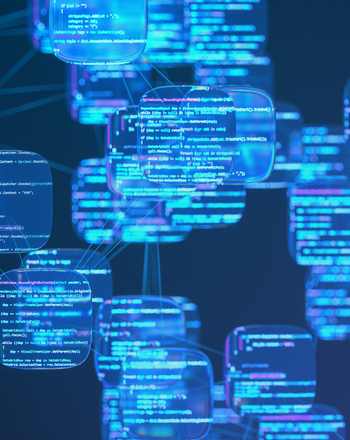 Digital blue text boxes