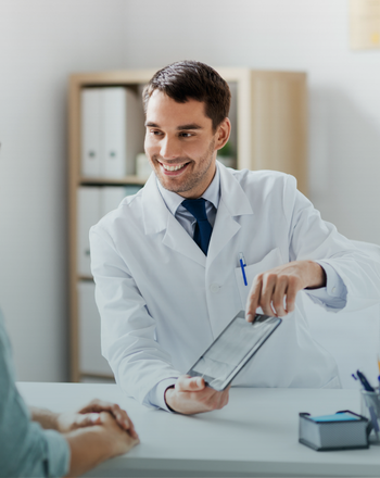 Doctor holding tablet