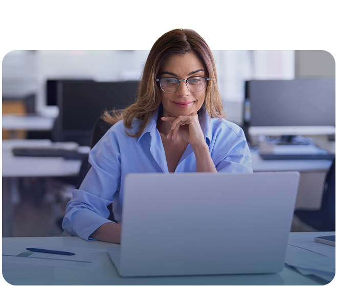 Woman working on a laptop