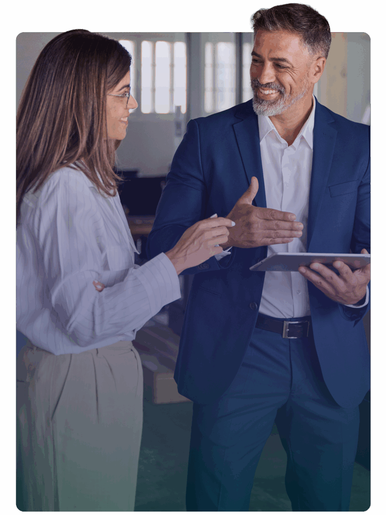 Man and woman talking