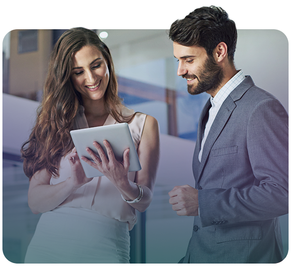 professionals reviewing data on tablet