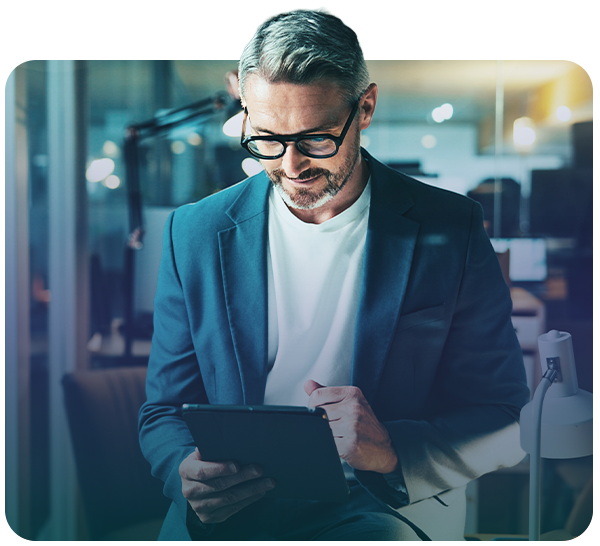 businessman looking at tablet