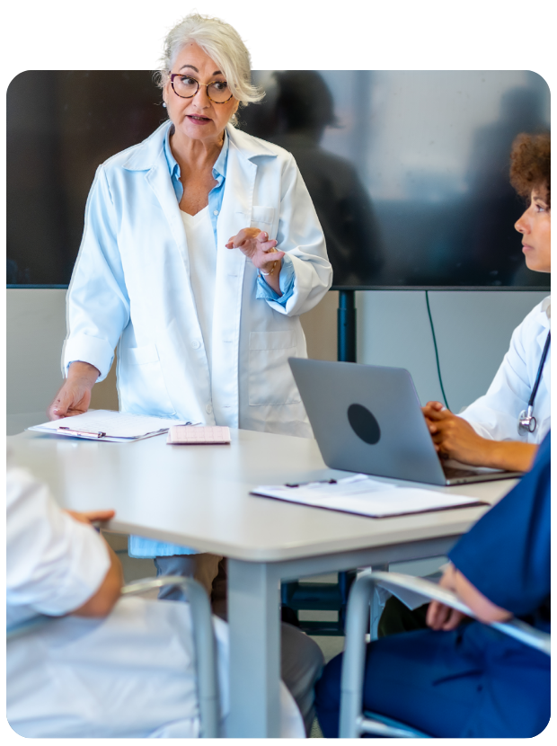 Clinicians having a meeting