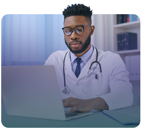 doctor working on laptop