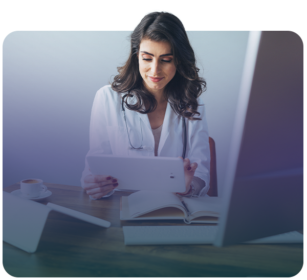 doctor reviewing tablet