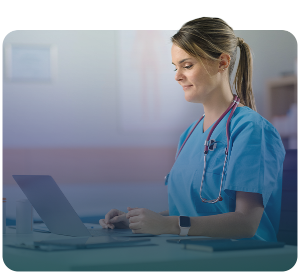 Nurse working on laptop